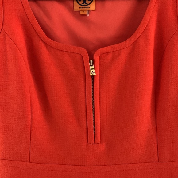 TORI BURCH Orange Fitted Sleeveless Midi Dress (0) - Picture 3 of 8